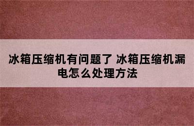 冰箱压缩机有问题了 冰箱压缩机漏电怎么处理方法